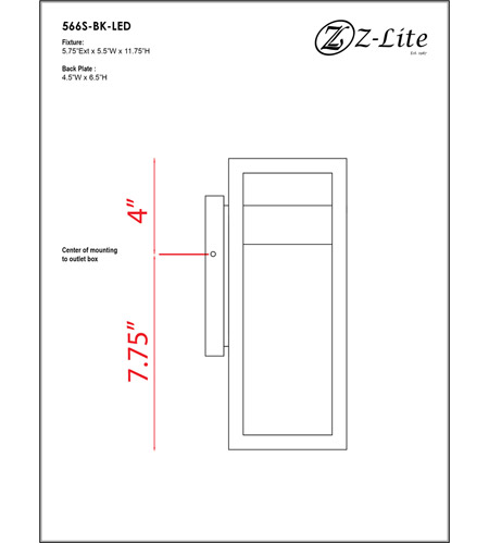 Z-Lite 566S-BK-LED Luttrel LED 12 inch Black Outdoor Wall Sconce 566S-BK-LED_BP_9.jpg
