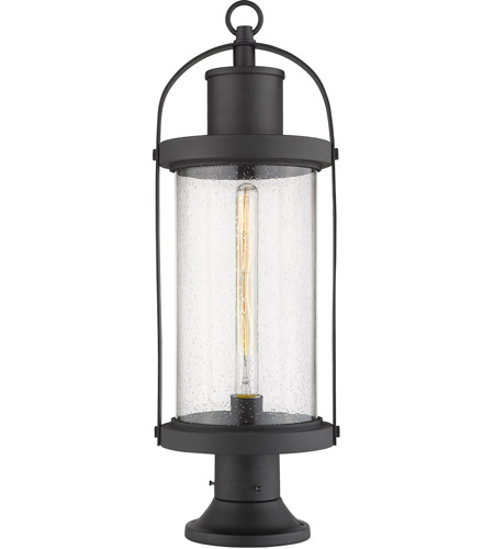 Z-Lite 569PHB-553PM-BK Roundhouse 1 Light 27 inch Black Outdoor Pier Mounted Fixture