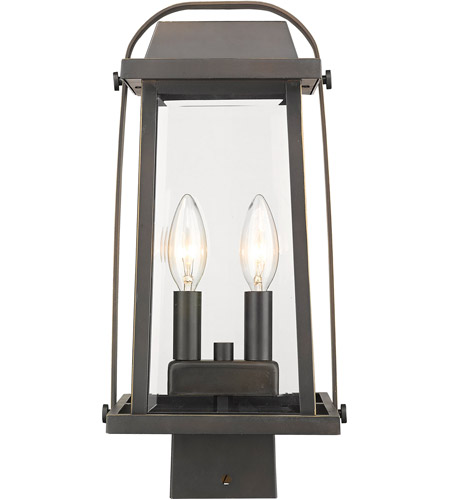 Z-Lite 574PHMS-ORB Millworks 2 Light 15 inch Oil Rubbed Bronze Outdoor Post Mount Fixture