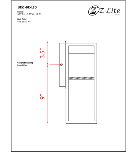 Z-Lite 585S-BK-LED Barwick LED 13 inch Black Outdoor Wall Sconce 585S-BK-LED_BP_9.jpg