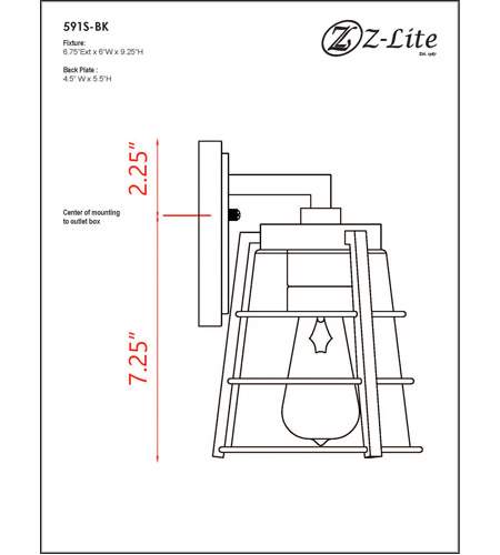 Z-Lite 591S-BK Helix 1 Light 9 inch Black Outdoor Wall Sconce 591S-BK_BP_9.jpg
