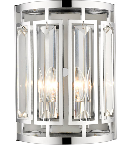 Z-Lite 6007-2S-CH Mersesse 2 Light 12 inch Chrome Wall Sconce Wall Light in 2.42, Clear and Chrome