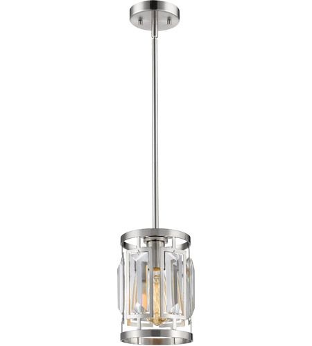 Z-Lite 6007MP-BN Mersesse 1 Light 6 inch Brushed Nickel Mini Pendant Ceiling Light in 3.7, Clear Crystal