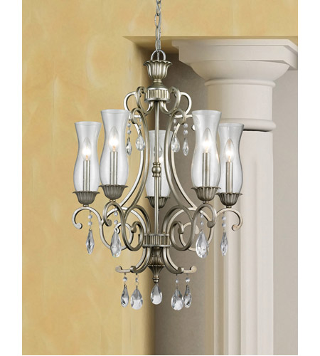 Z-Lite 720-5-AS Melina 5 Light 22 inch Antique Silver Chandelier Ceiling Light in Clear Seedy Glass 720-5-AS_RS_2.jpg