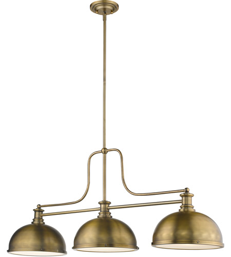 Z-Lite 725-3HBR-D12HBR Melange 3 Light 52 inch Heritage Brass Billiard Ceiling Light in Heritage Brass Metal and Glass