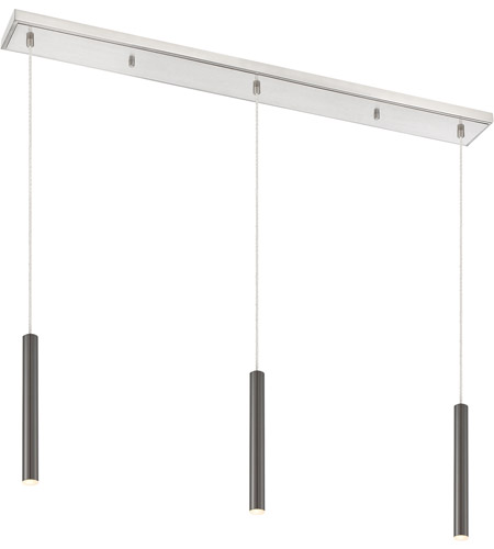 Z-Lite 917MP12-PBL-LED-3LBN Forest LED 46 inch Brushed Nickel Island Ceiling Light in 3, Pearl Black Steel, 17