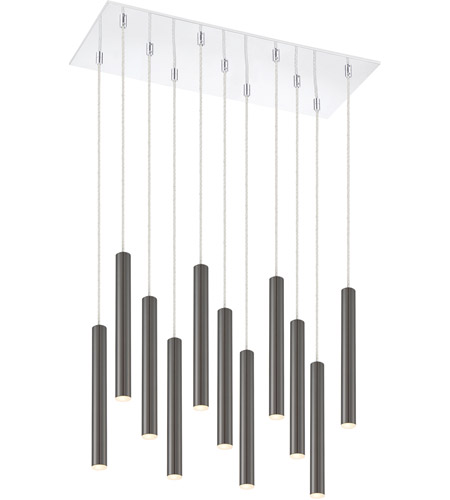 Z-Lite 917MP12PBL-LED-11LCH Forest LED 10 inch Chrome Chandelier Ceiling Light in 11, Pearl Black Steel, 29