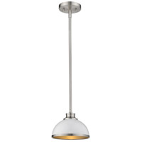 Z-Lite 1930MP-HWH+BN Citadel 1 Light 8 inch Brushed Nickel Mini Pendant Ceiling Light in Hammered White and Brushed Nickel Steel thumb