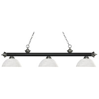 Z-Lite 200-3MB+BN-DWL14 Riviera 3 Light 57 inch Matte Black and Brushed Nickel Island/Billiard Ceiling Light in White Linen Glass, 15.9 thumb