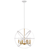 Z-Lite 463-24HWH-OBR Cavallo 6 Light 24 inch Hammered White/Olde Brass Pendant Ceiling Light in Hammered White and Olde Brass thumb