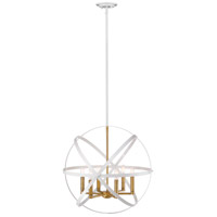 Z-Lite 463-24HWH-OBR Cavallo 6 Light 24 inch Hammered White/Olde Brass Pendant Ceiling Light in Hammered White and Olde Brass 463-24HWH-OBR_AT_6.jpg thumb
