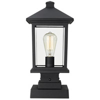 Z-Lite 531PHMS-SQPM-BK Portland 1 Light 17 inch Black Outdoor Pier Mounted Fixture in Clear Beveled Glass, 5.07 531PHMS-SQPM-BK_AT_4.jpg thumb