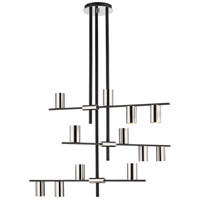 Z-Lite 814-12MB-PN Calumet 12 Light 44 inch Mate Black/Polished Nickel Chandelier Ceiling Light in Hammered White and Brushed Nickel thumb