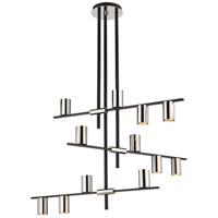 Z-Lite 814-12MB-PN Calumet 12 Light 44 inch Mate Black/Polished Nickel Chandelier Ceiling Light in Hammered White and Brushed Nickel 814-12MB-PN_AT_4.jpg thumb