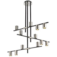 Z-Lite 814-12MB-PN Calumet 12 Light 44 inch Mate Black/Polished Nickel Chandelier Ceiling Light in Hammered White and Brushed Nickel 814-12MB-PN_AT_5.jpg thumb