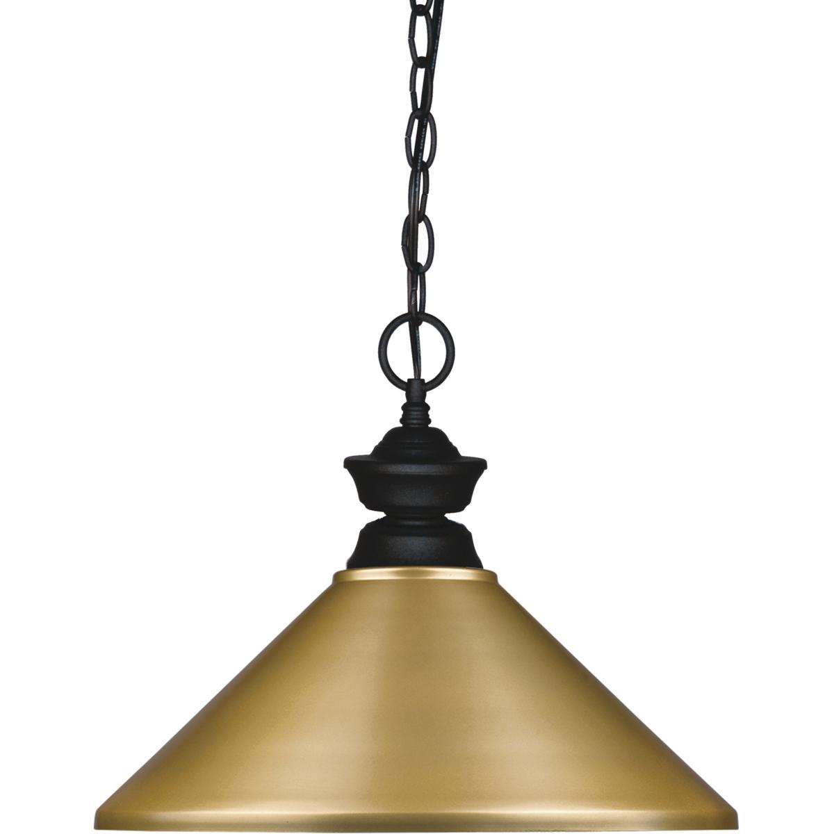Z-Lite 100701MB-MSG Pendant Lights 1 Light 14 inch Matte Black Pendant Ceiling Light in 3, Satin Gold Steel