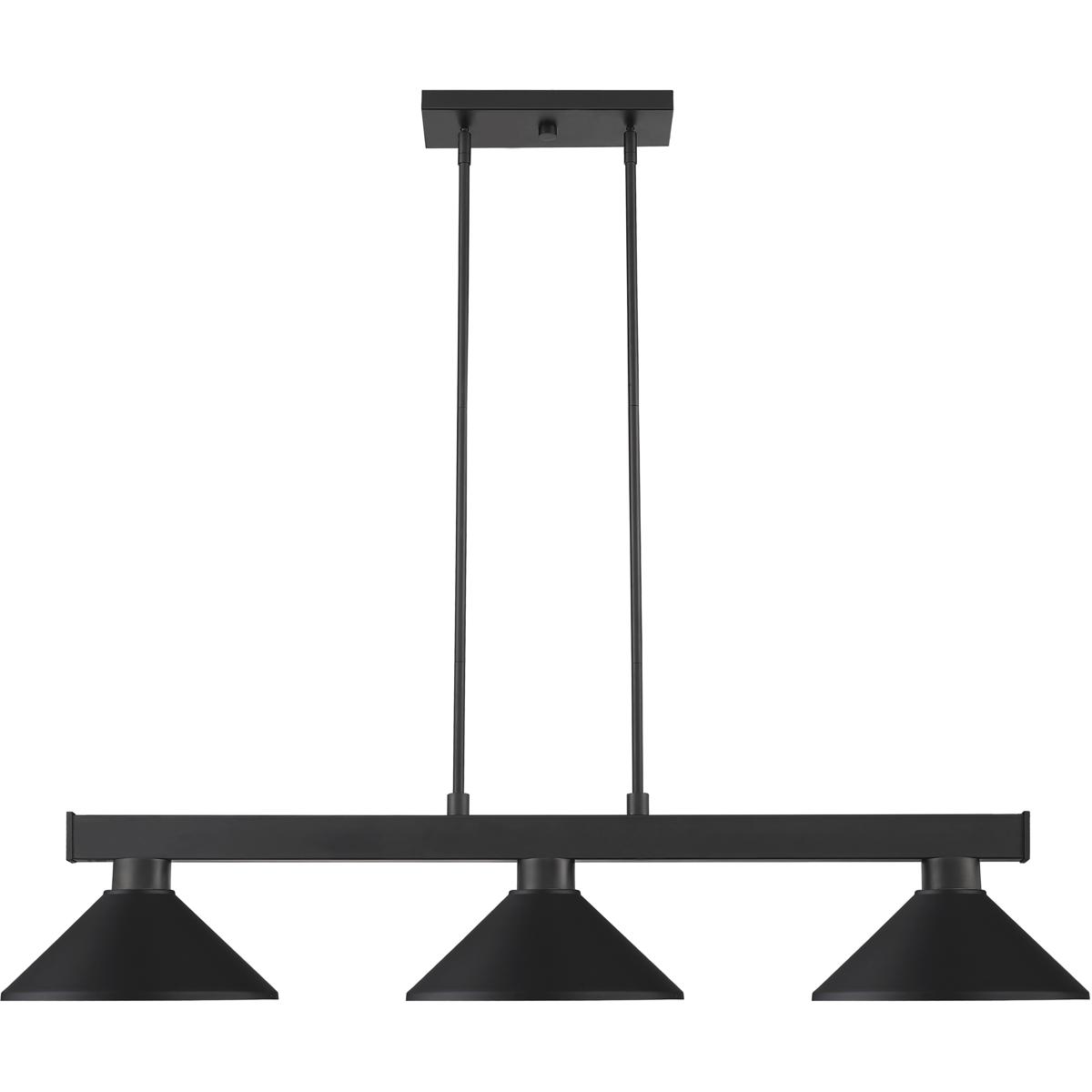 Z-Lite 152MB-MMB Cobalt 3 Light 46 inch Matte Black Billiard Ceiling Light in Matte Black Steel