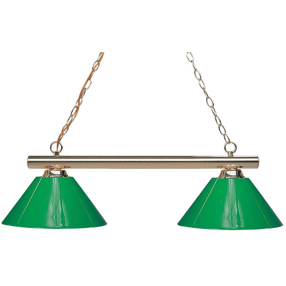 Z-Lite 155-2PB-PGR Sharp Shooter 2 Light 42 inch Polished Brass Billiard Ceiling Light in Green Plastic