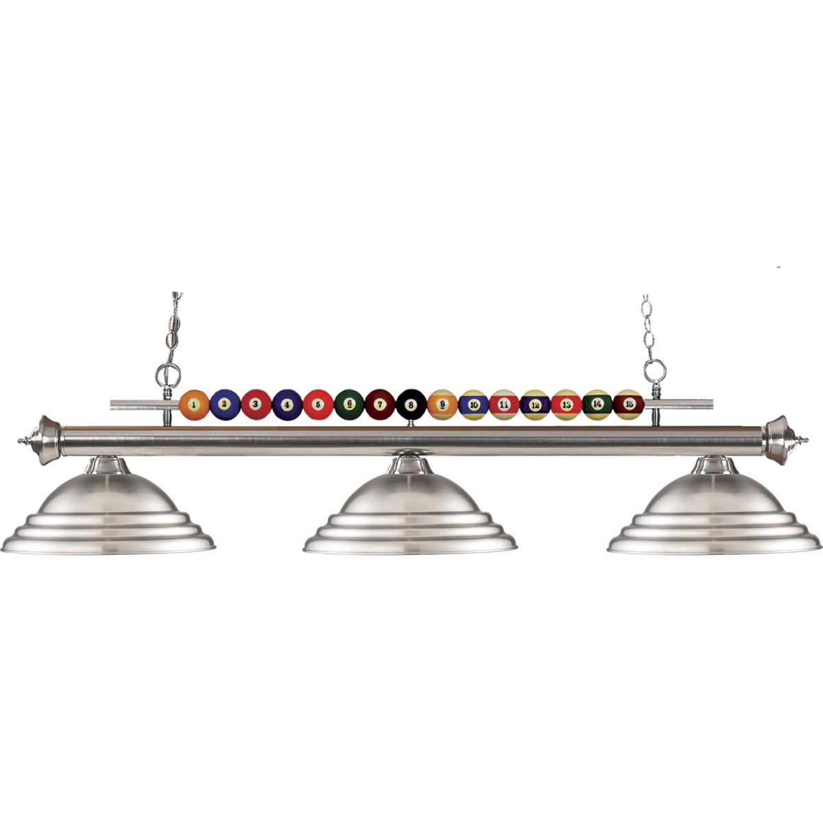 Z-Lite 170BN-SBN Shark 3 Light 60 inch Brushed Nickel Billiard Ceiling Light in Stepped Brushed Nickel