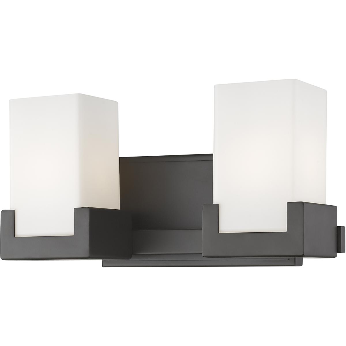 Peak 2 Light Vanity, Bronze & Clear Outside with Matte Opal Inside