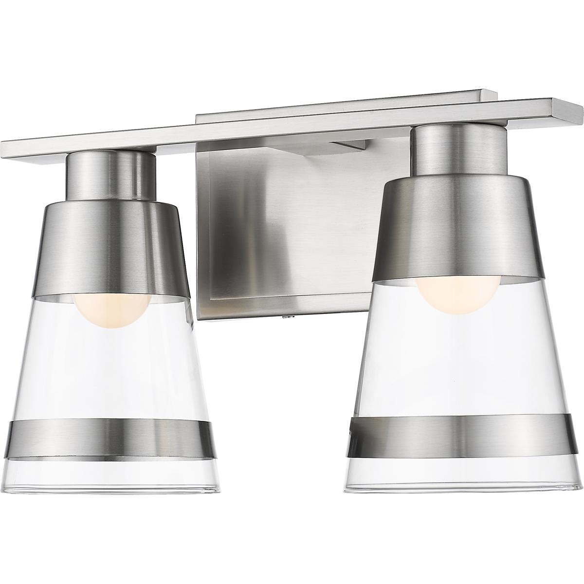 Z-Lite 1921-2V-BN-LED Ethos LED 13 inch Brushed Nickel Vanity Wall Light in Clear Glass