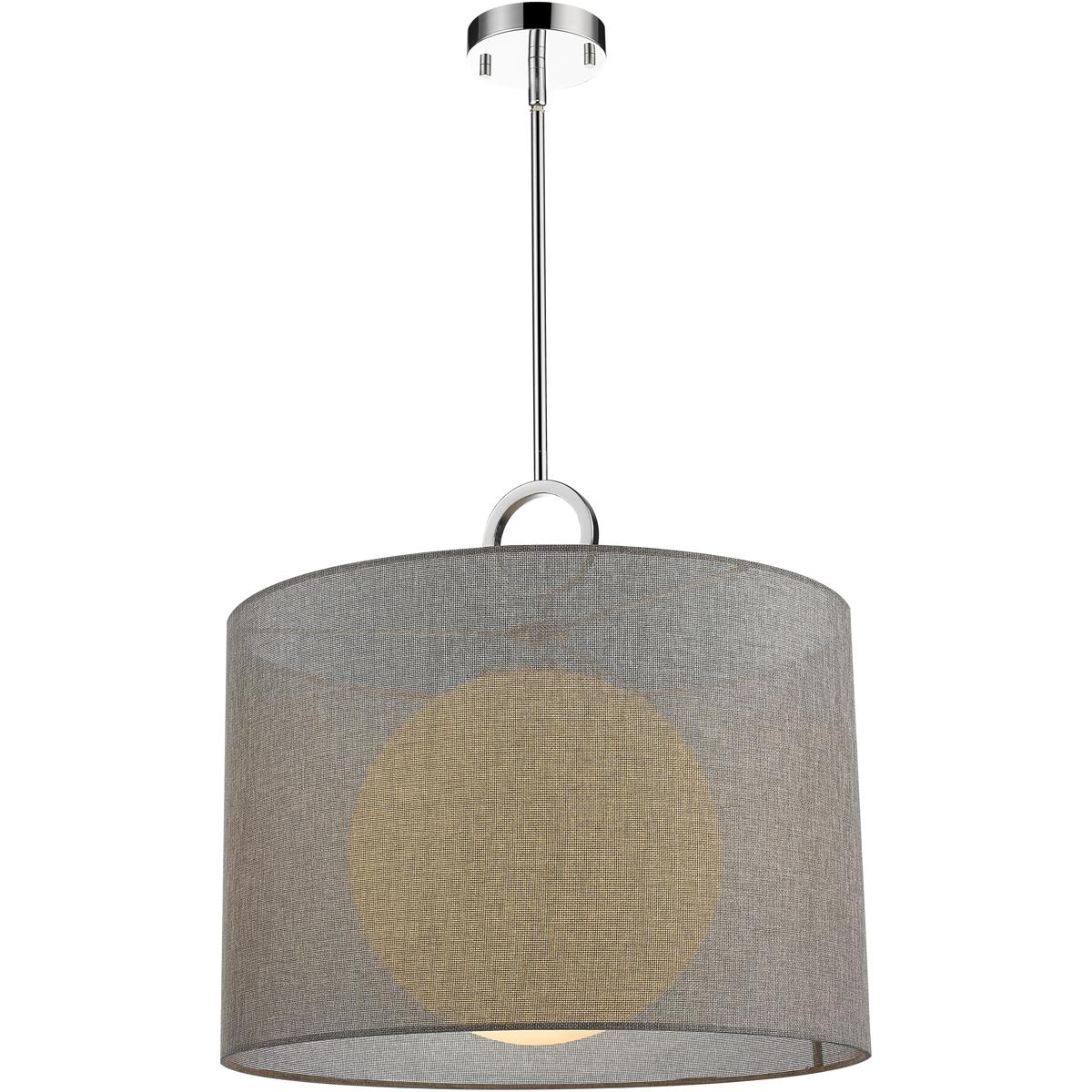 Z-Lite 194-20G-C Arosia 1 Light 20 inch Chrome Pendant Ceiling Light in 9, Gray Fabric