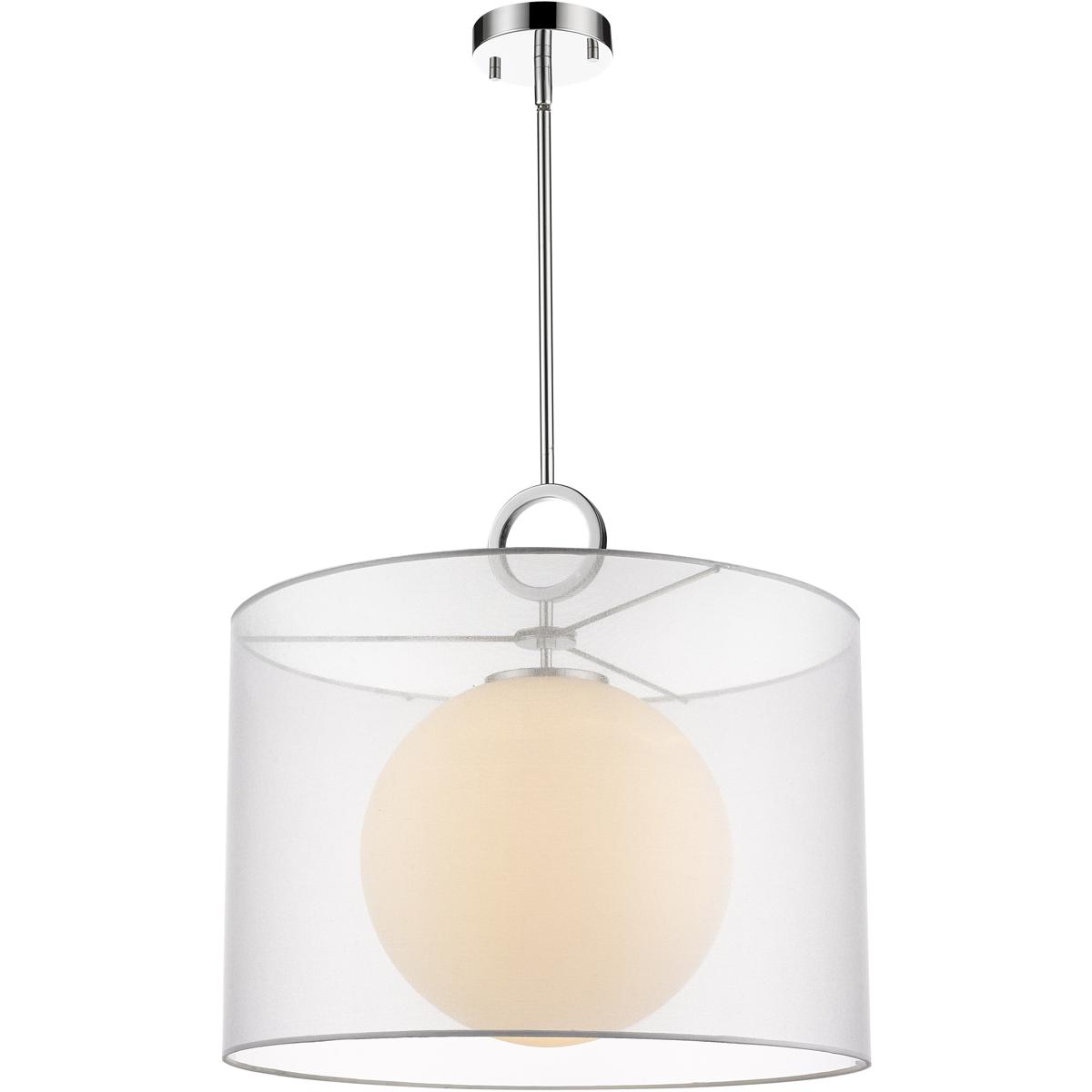 Z-Lite 194-20W-C Arosia 1 Light 20 inch Chrome Pendant Ceiling Light in 9, White Fabric