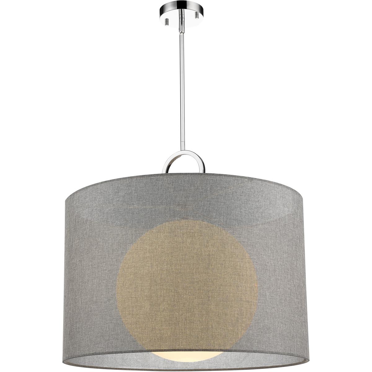 Z-Lite 194-24G-C Arosia 1 Light 24 inch Chrome Pendant Ceiling Light in Gray Fabric