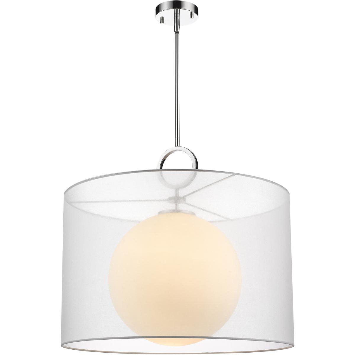 Z-Lite 194-24W-C Arosia 1 Light 24 inch Chrome Pendant Ceiling Light in White Fabric