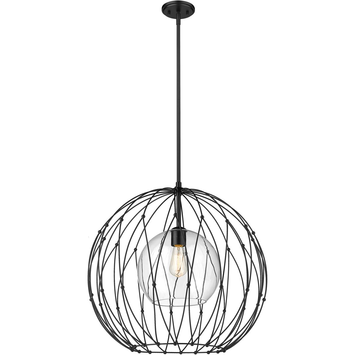 Z-Lite 1940P24-MB Elle 1 Light 24 inch Matte Black Pendant Ceiling Light