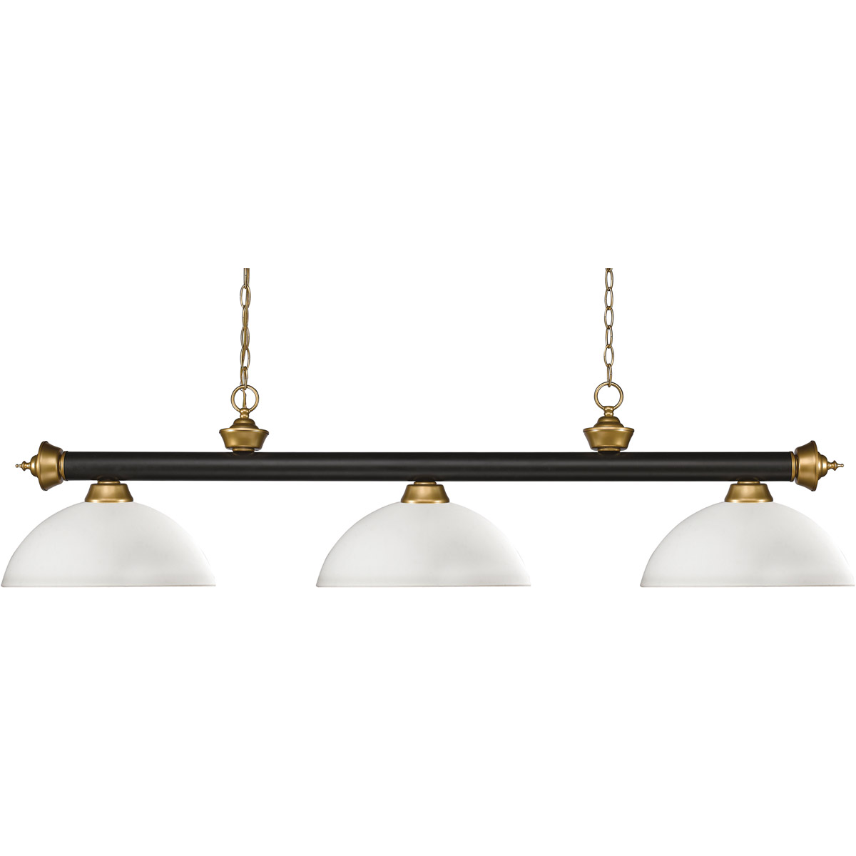 Z-Lite 200-3BRZ+SG-DMO14 Riviera 3 Light 57 inch Bronze and Satin Gold Billiard Ceiling Light in 15.8, Matte Opal Glass