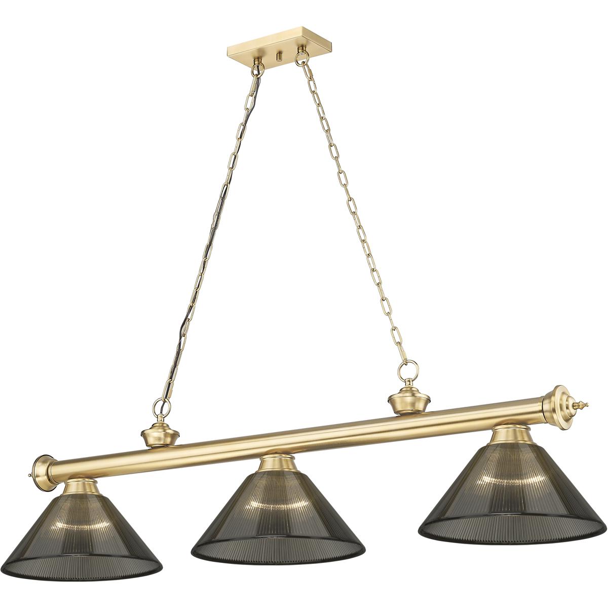 Z-Lite 2306-3HBR-ARS Cordon 3 Light 57.25 inch Heritage Brass Billiard Ceiling Light in Smoke
