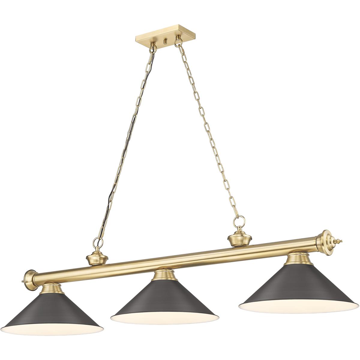 Z-Lite 2306-3HBR-BRZ15 Cordon 3 Light 57.25 inch Heritage Brass Billiard Ceiling Light in Bronze Metal