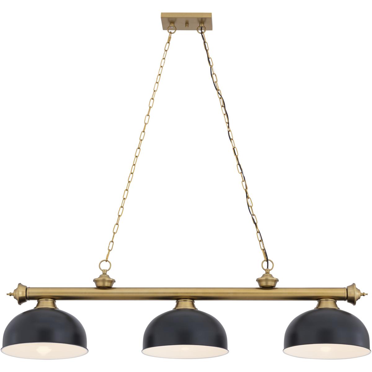 Z-Lite 2306-3HBR-D13MB Cordon 3 Light 55.25 inch Heritage Brass Billiard Ceiling Light in Matte Black
