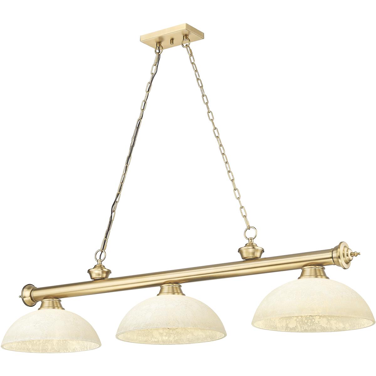 Z-Lite 2306-3HBR-DGM14 Cordon 3 Light 57.25 inch Heritage Brass Billiard Ceiling Light in Golden Mottle Glass
