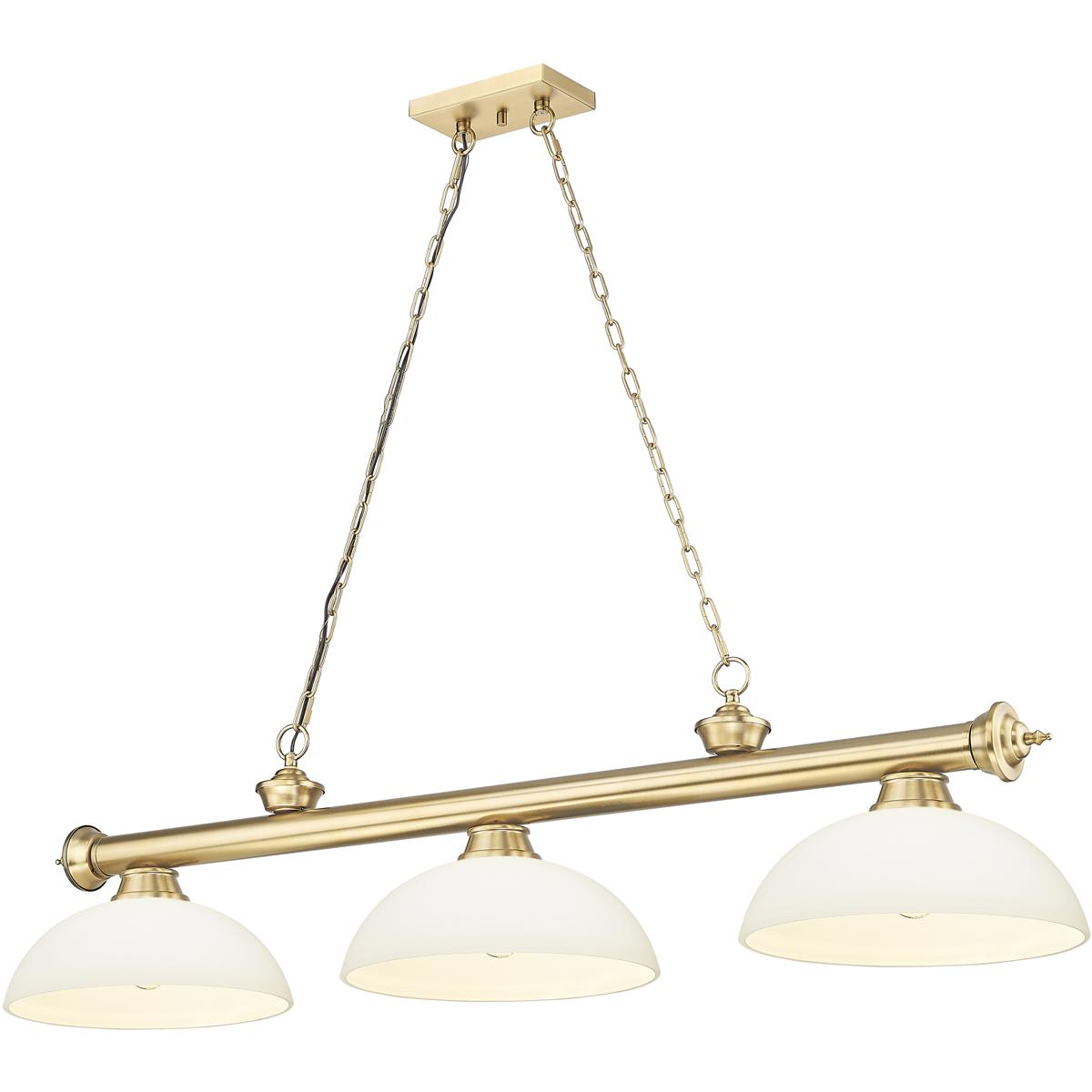 Z-Lite 2306-3HBR-DMO14 Cordon 3 Light 57.25 inch Heritage Brass Billiard Ceiling Light in Matte Opal Glass