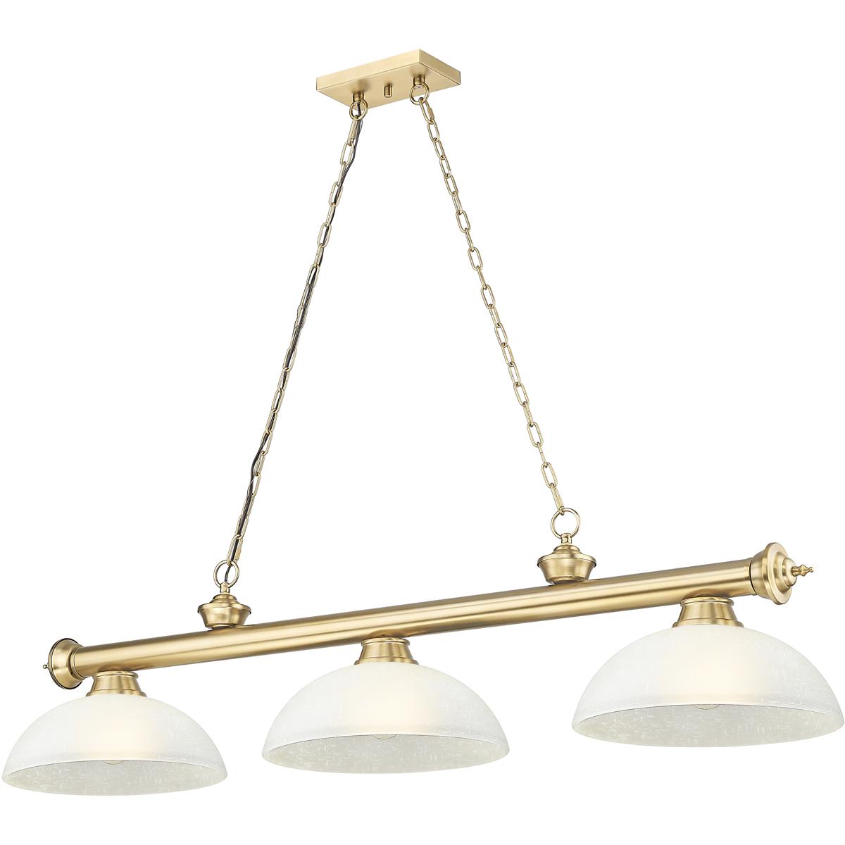 Z-Lite 2306-3HBR-DWL14 Cordon 3 Light 57.25 inch Heritage Brass Billiard Ceiling Light in White Linen Glass