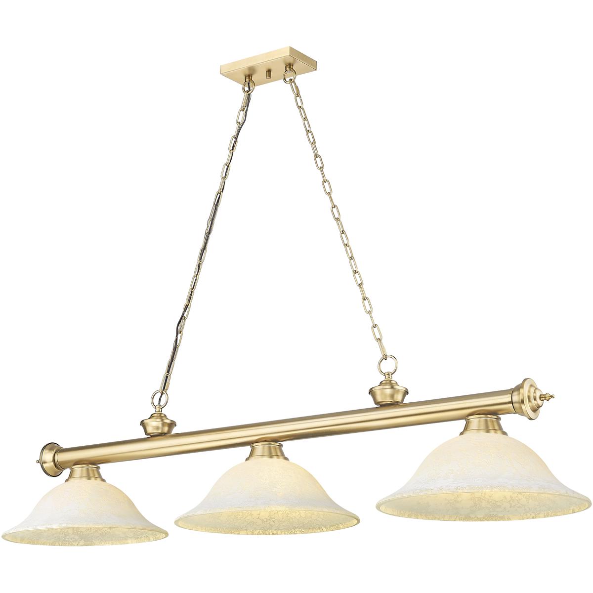 Z-Lite 2306-3HBR-GM16 Cordon 3 Light 58 inch Heritage Brass Billiard Ceiling Light in Golden Mottle Glass