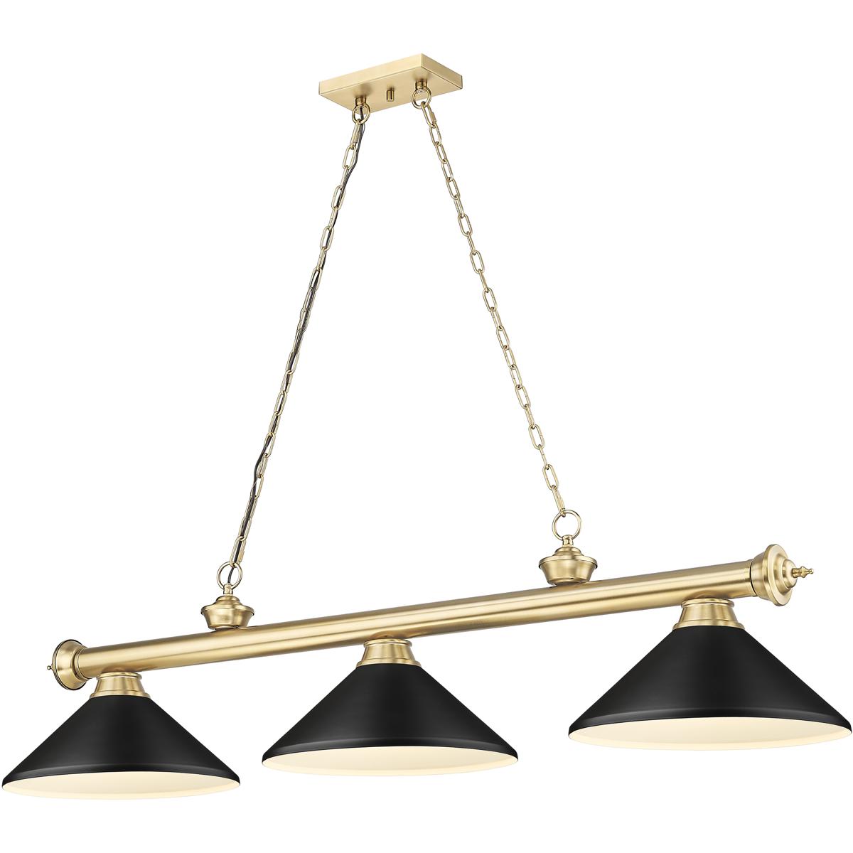 Z-Lite 2306-3HBR-MMB Cordon 3 Light 58 inch Heritage Brass Billiard Ceiling Light in Matte Black