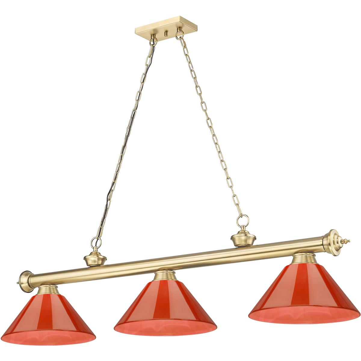 Z-Lite 2306-3HBR-PRD Cordon 3 Light 57.25 inch Heritage Brass Billiard Ceiling Light in Red