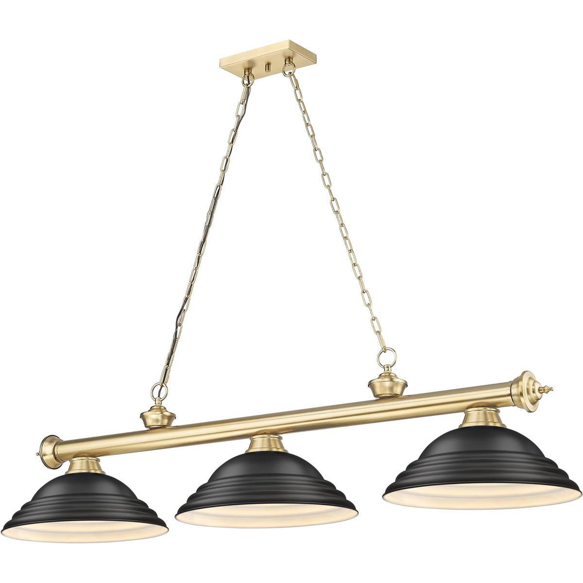 Z-Lite 2306-3HBR-SMB Cordon 3 Light 58 inch Heritage Brass Billiard Ceiling Light in Rubbed Brass
