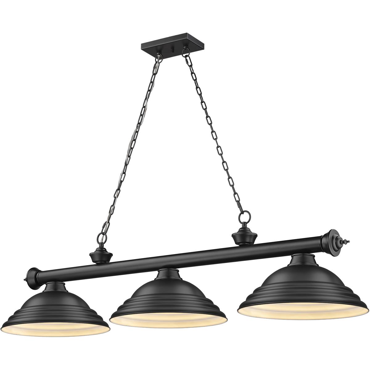 Z-Lite 2306-3MB-SMB Cordon 3 Light 58 inch Matte Black Billiard Ceiling Light in Matte Black Steel