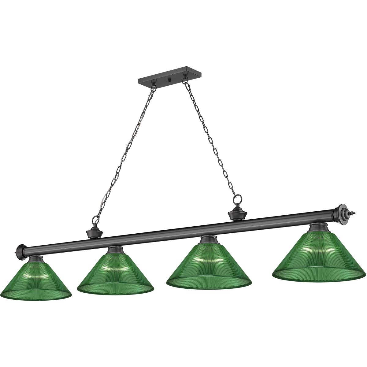 Z-Lite 2306-4BP-ARG Cordon 4 Light 81.25 inch Bronze Plate Billiard Ceiling Light in Green Acrylic