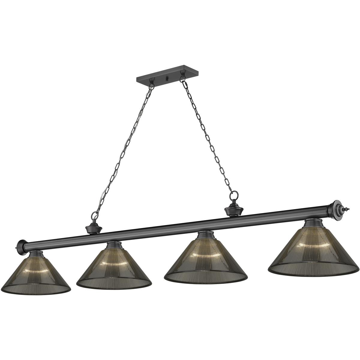 Z-Lite 2306-4BP-ARS Cordon 4 Light 81.25 inch Bronze Plate Billiard Ceiling Light in Smoke Acrylic