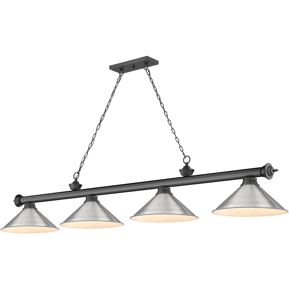 Z-Lite 2306-4BP-BN15 Cordon 4 Light 81.25 inch Bronze Plate Billiard Ceiling Light in Brushed Nickel Steel