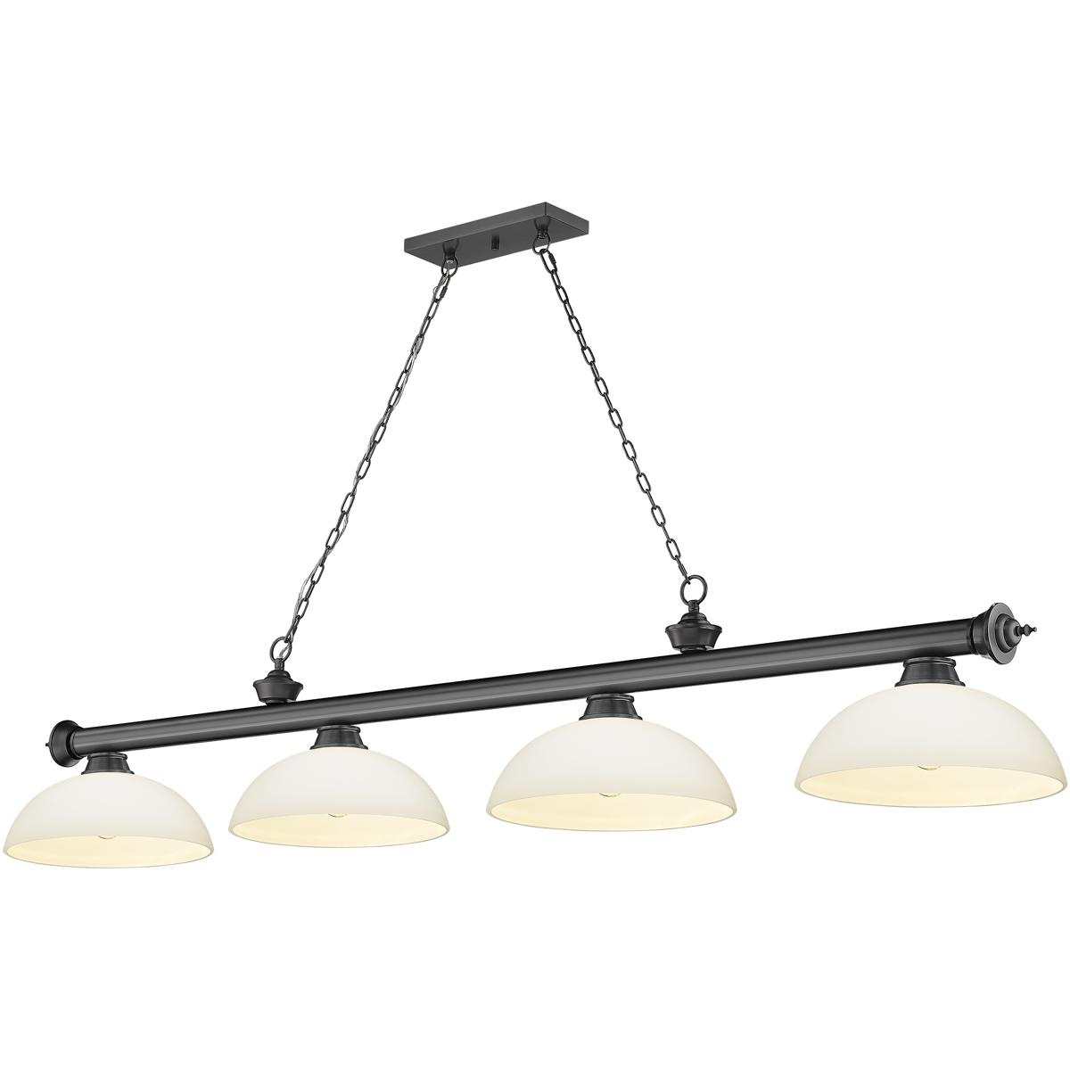 Z-Lite 2306-4BP-DMO14 Cordon 4 Light 81.25 inch Bronze Plate Billiard Ceiling Light in Matte Opal Glass