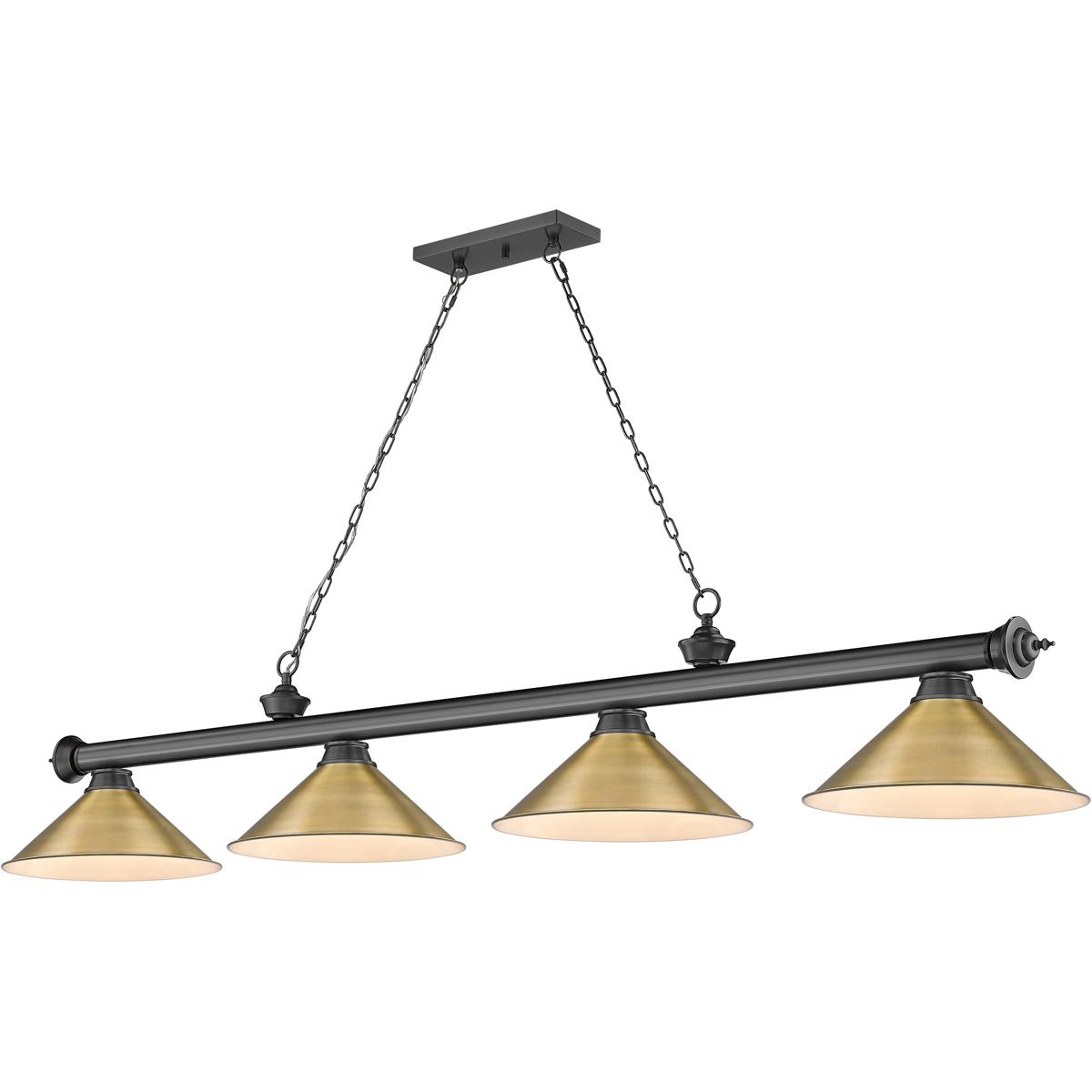 Z-Lite 2306-4BP-RB15 Cordon 4 Light 81.25 inch Bronze Plate Billiard Ceiling Light in Rubbed Brass Metal
