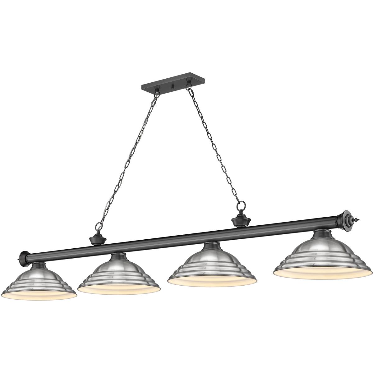 Z-Lite 2306-4BP-SBN Cordon 4 Light 81.75 inch Bronze Plate Billiard Ceiling Light in Brushed Nickel Steel