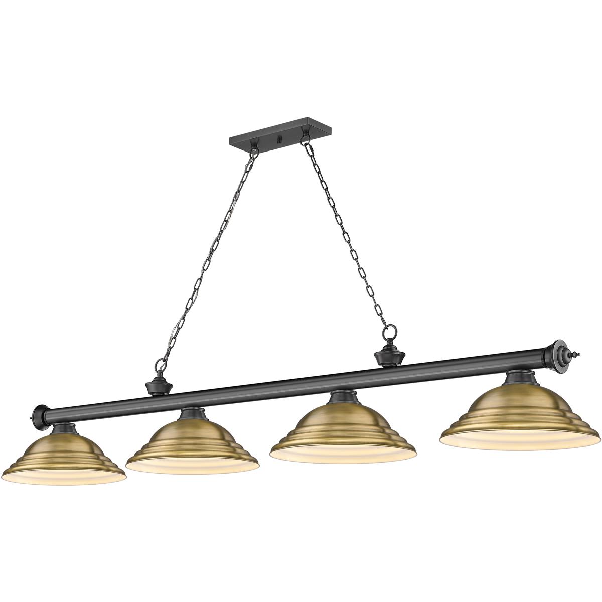 Z-Lite 2306-4BP-SRB Cordon 4 Light 81.75 inch Bronze Plate Billiard Ceiling Light in Rubbed Brass Metal