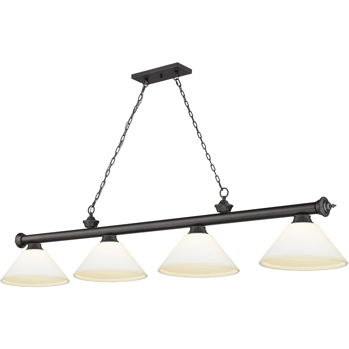 Z-Lite 2306-4BRZ-AMO14 Cordon 4 Light 81.25 inch Bronze Billiard Ceiling Light in Matte Opal Glass